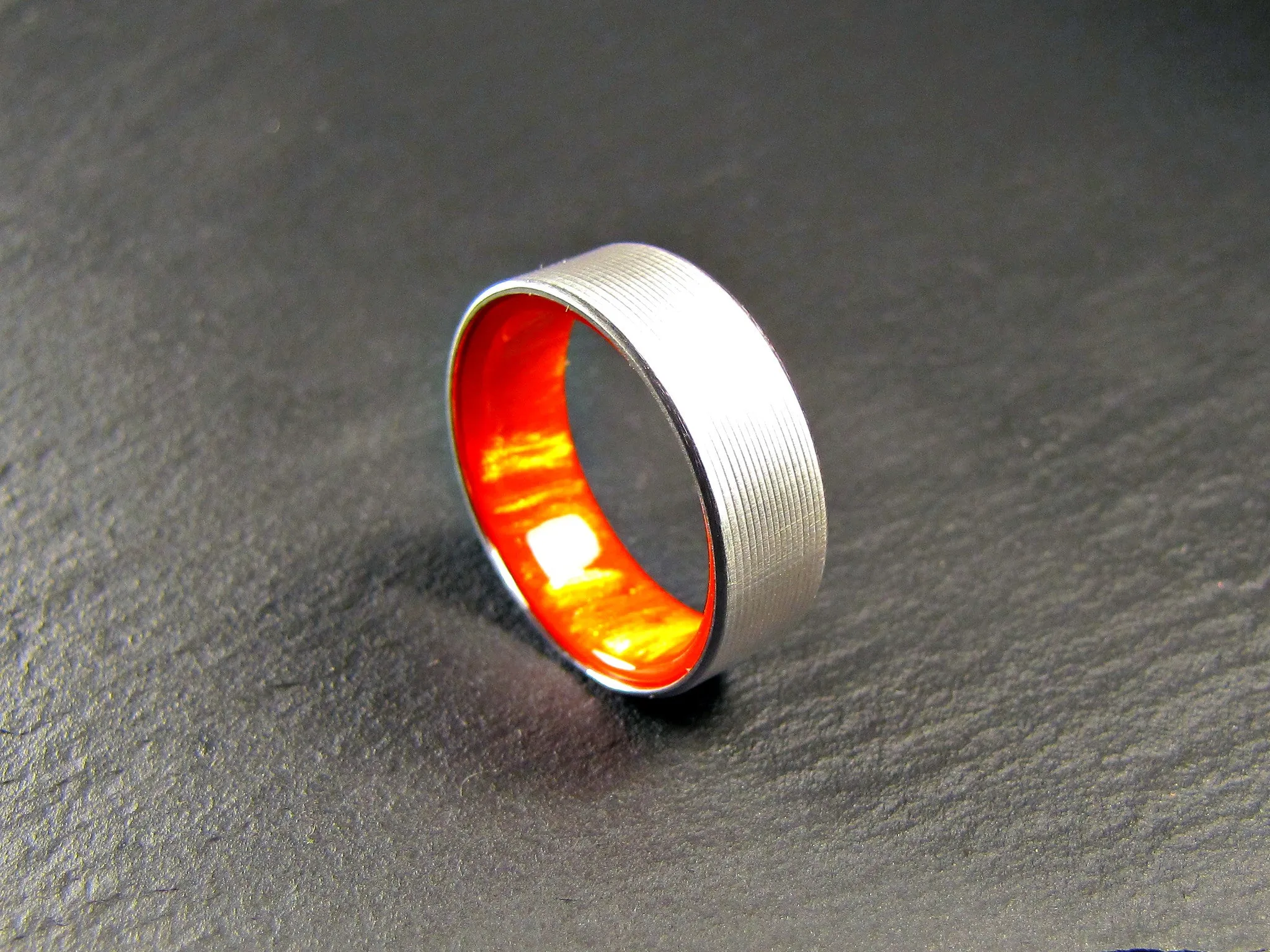 Duality (Firestorm) - Red Resin Lined Titanium Wedding Band