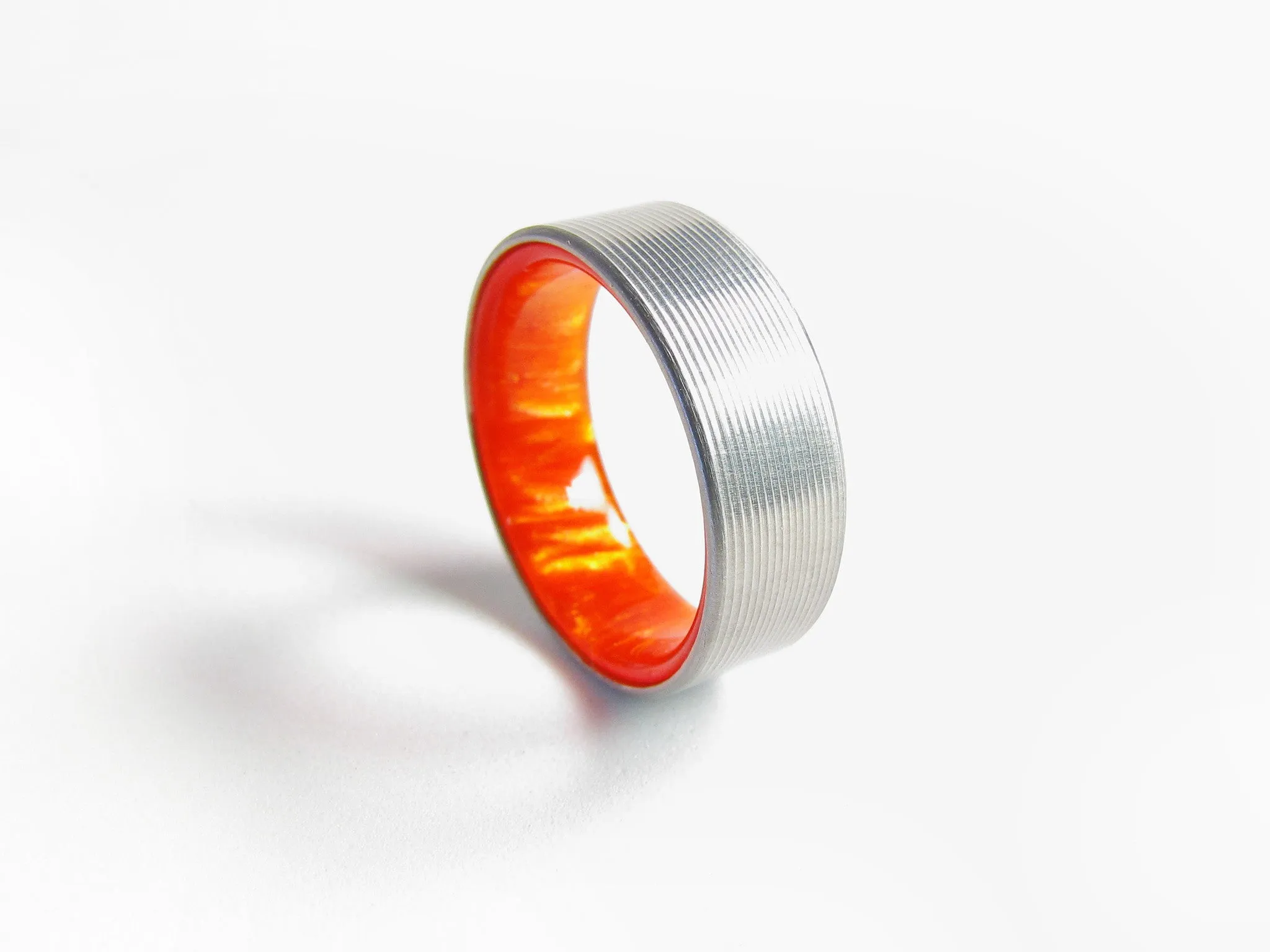 Duality (Firestorm) - Red Resin Lined Titanium Wedding Band