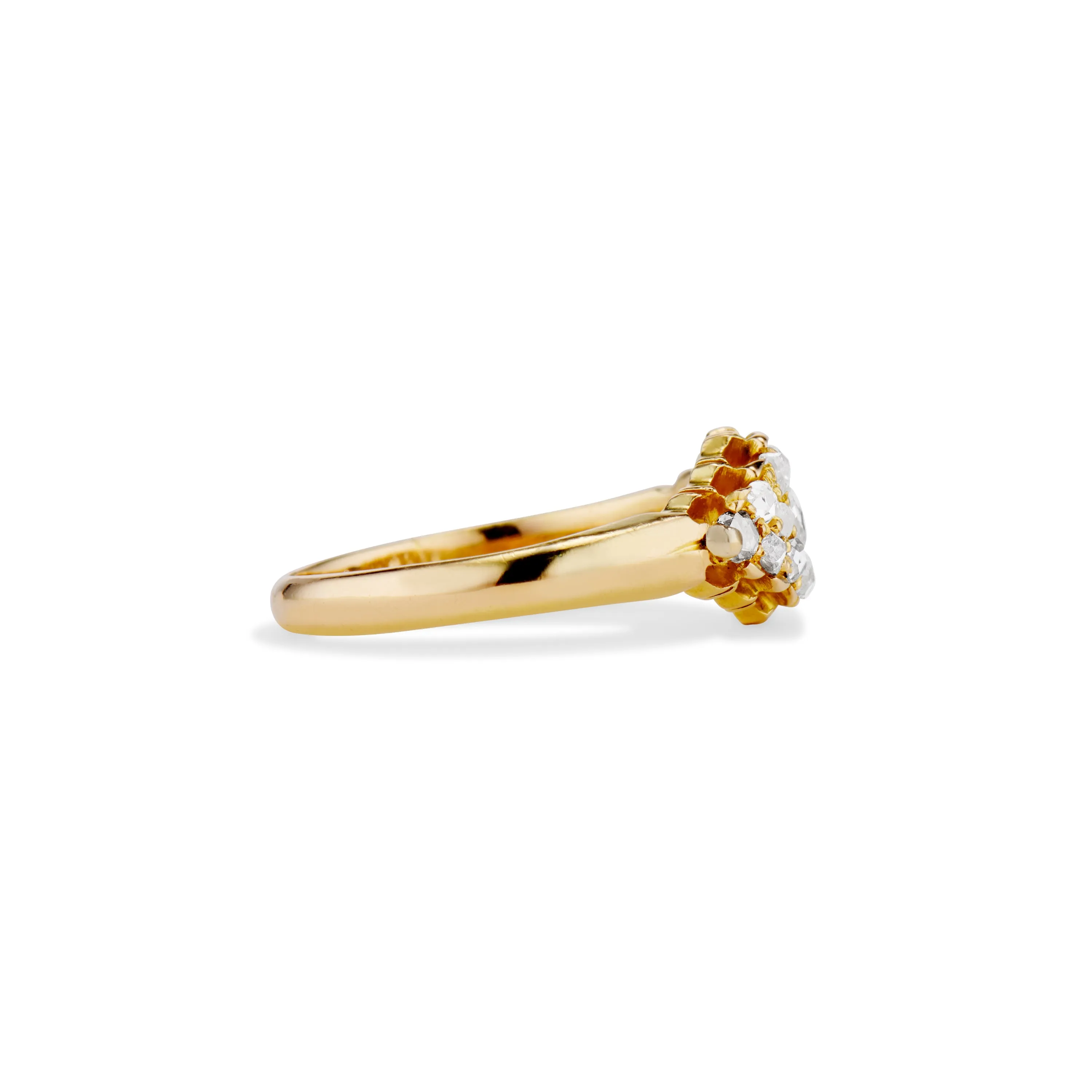 East-West Rose Cut Diamond Cluster Ring