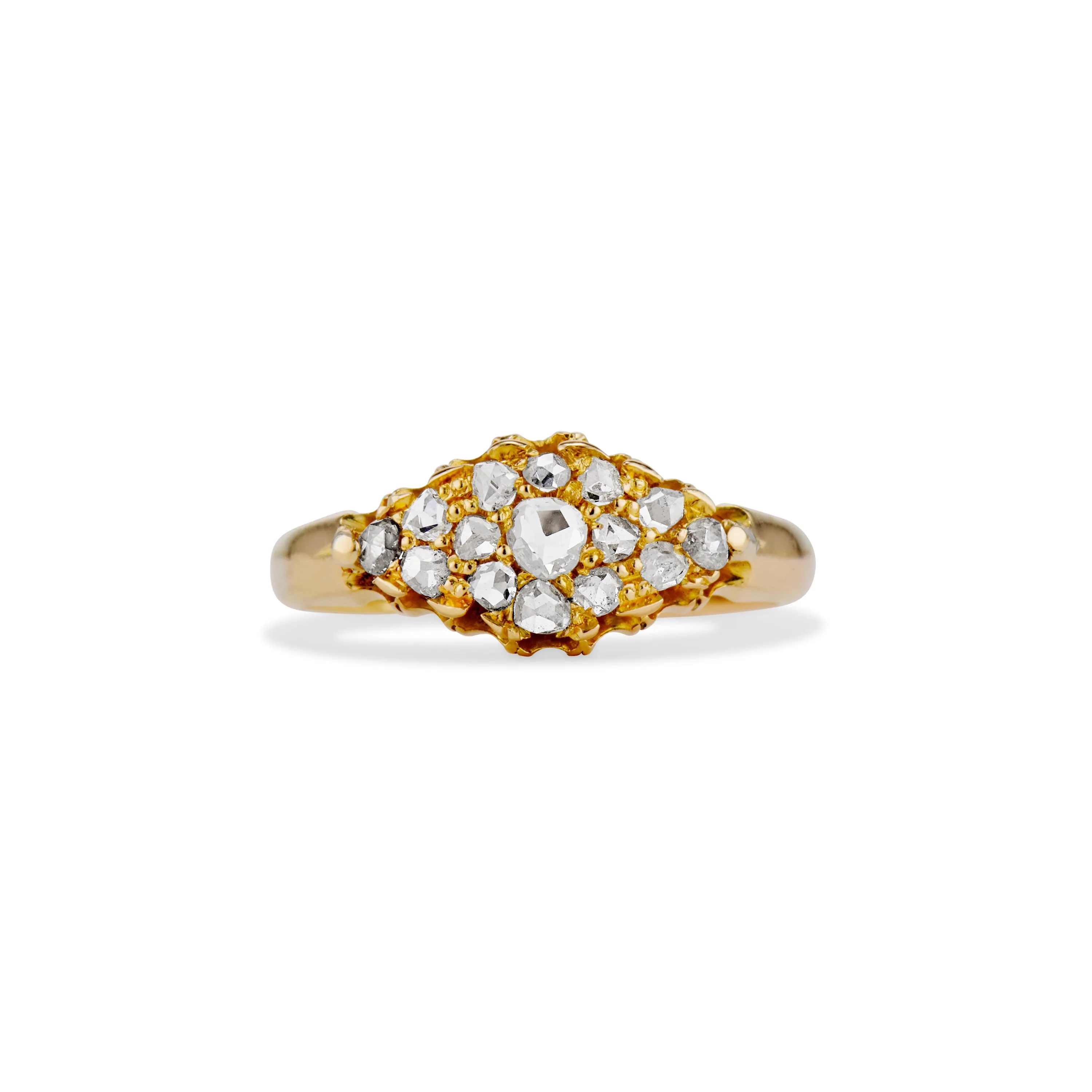 East-West Rose Cut Diamond Cluster Ring