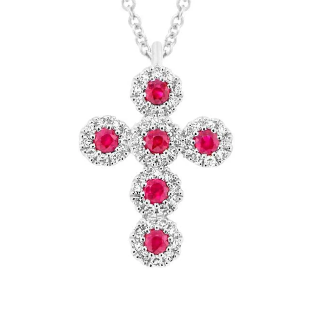 Eden 14K White Gold Ruby & Diamond Pavé Cross Necklace