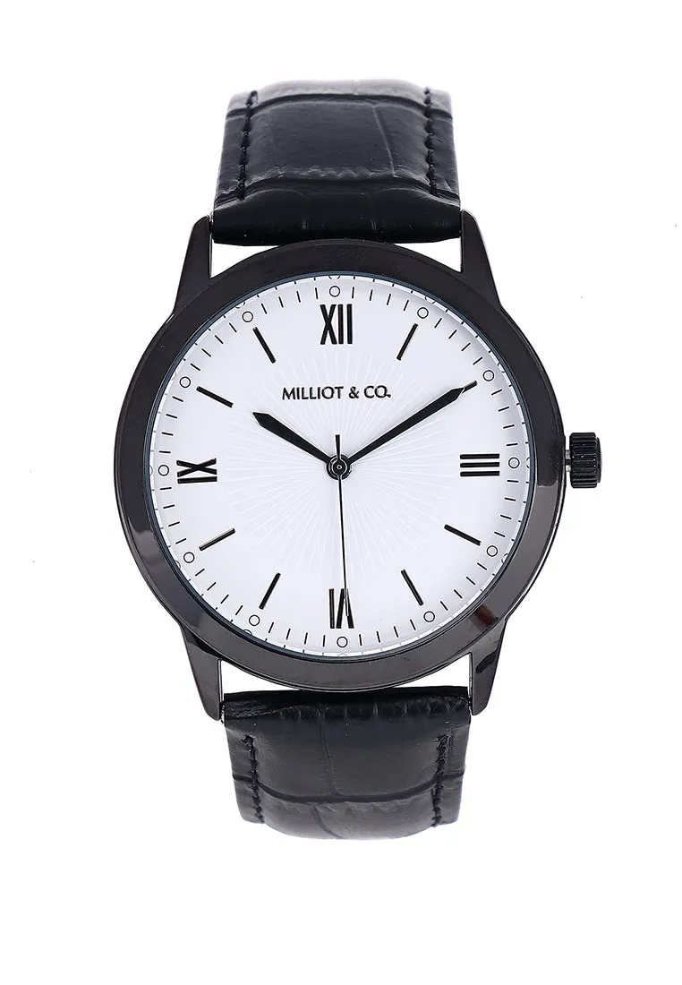 Edry Black  Leather  Watch (Black)