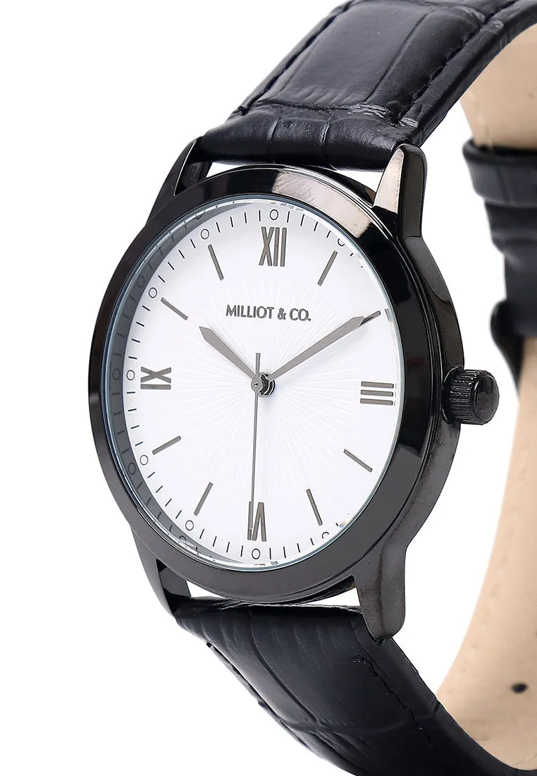 Edry Black  Leather  Watch (Black)