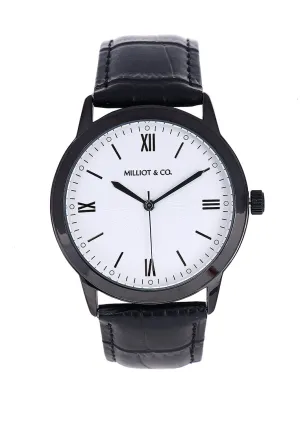 Edry Black  Leather  Watch (Black)