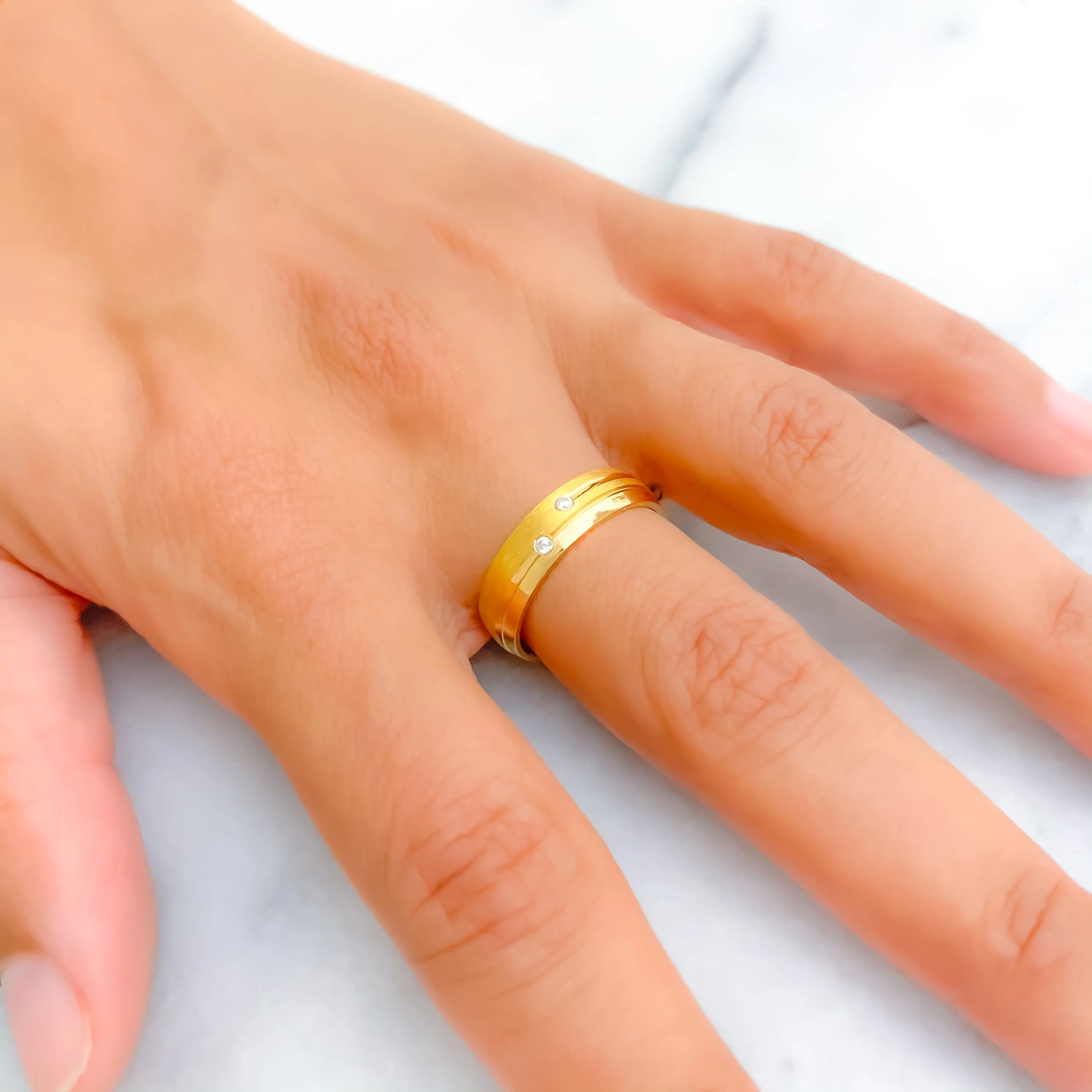 Elegant Sparkling 21k Gold CZ Band