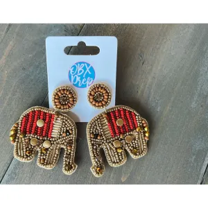 Elephant Seed Beaded Dangle Earrings