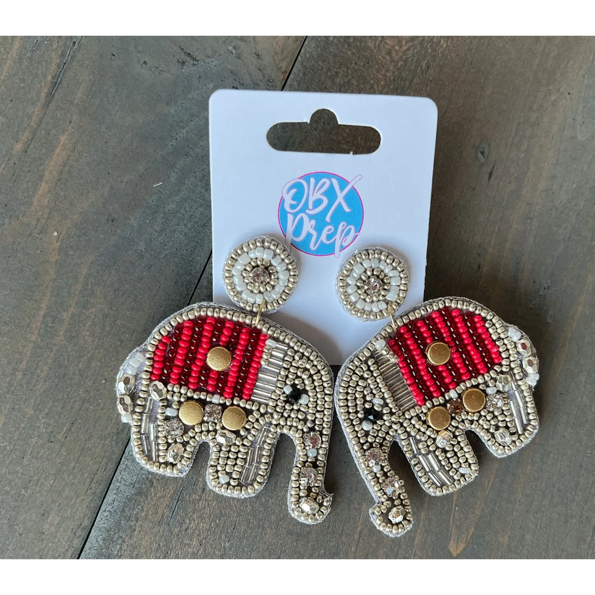 Elephant Seed Beaded Dangle Earrings