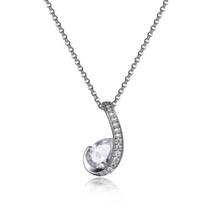 Elle Promise Sterling Silver Rhodium Plated CZ Swirl Necklace
