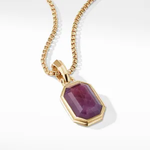 Emerald Cut Amulet with Indian Ruby in 18K Gold