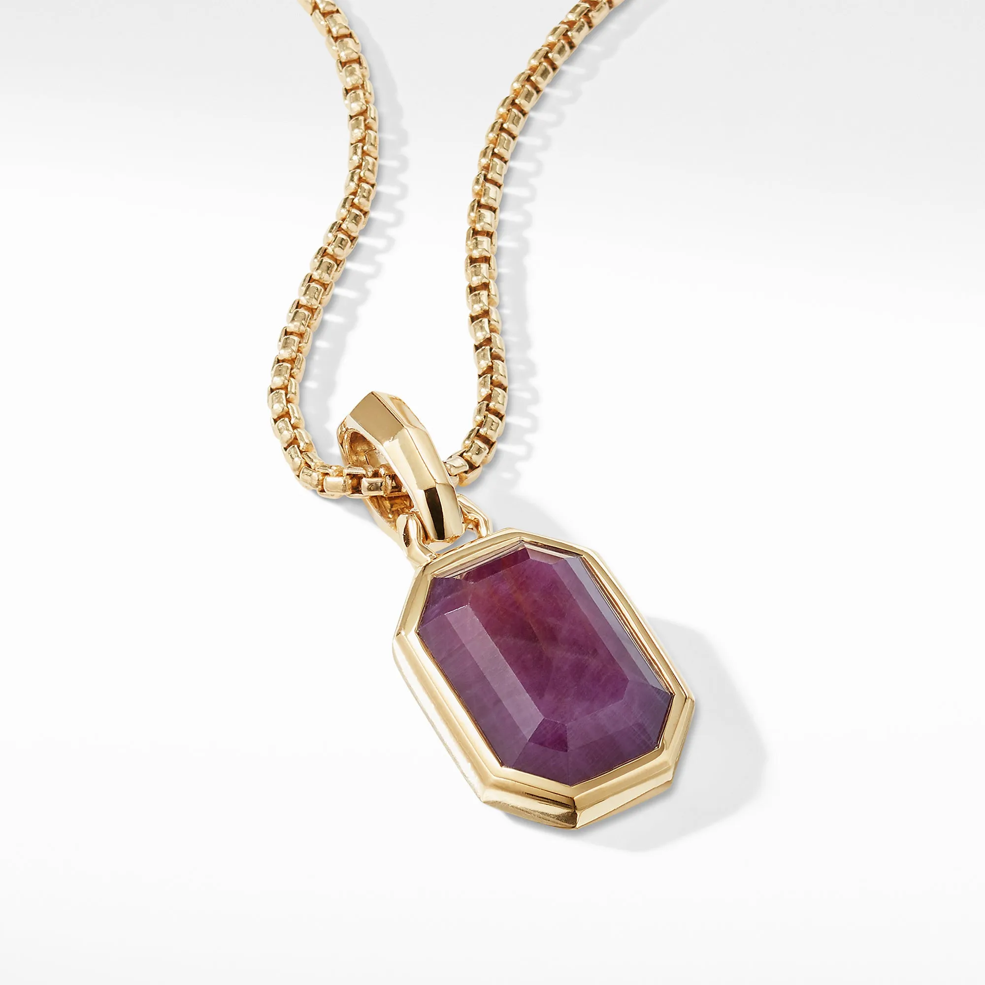 Emerald Cut Amulet with Indian Ruby in 18K Gold
