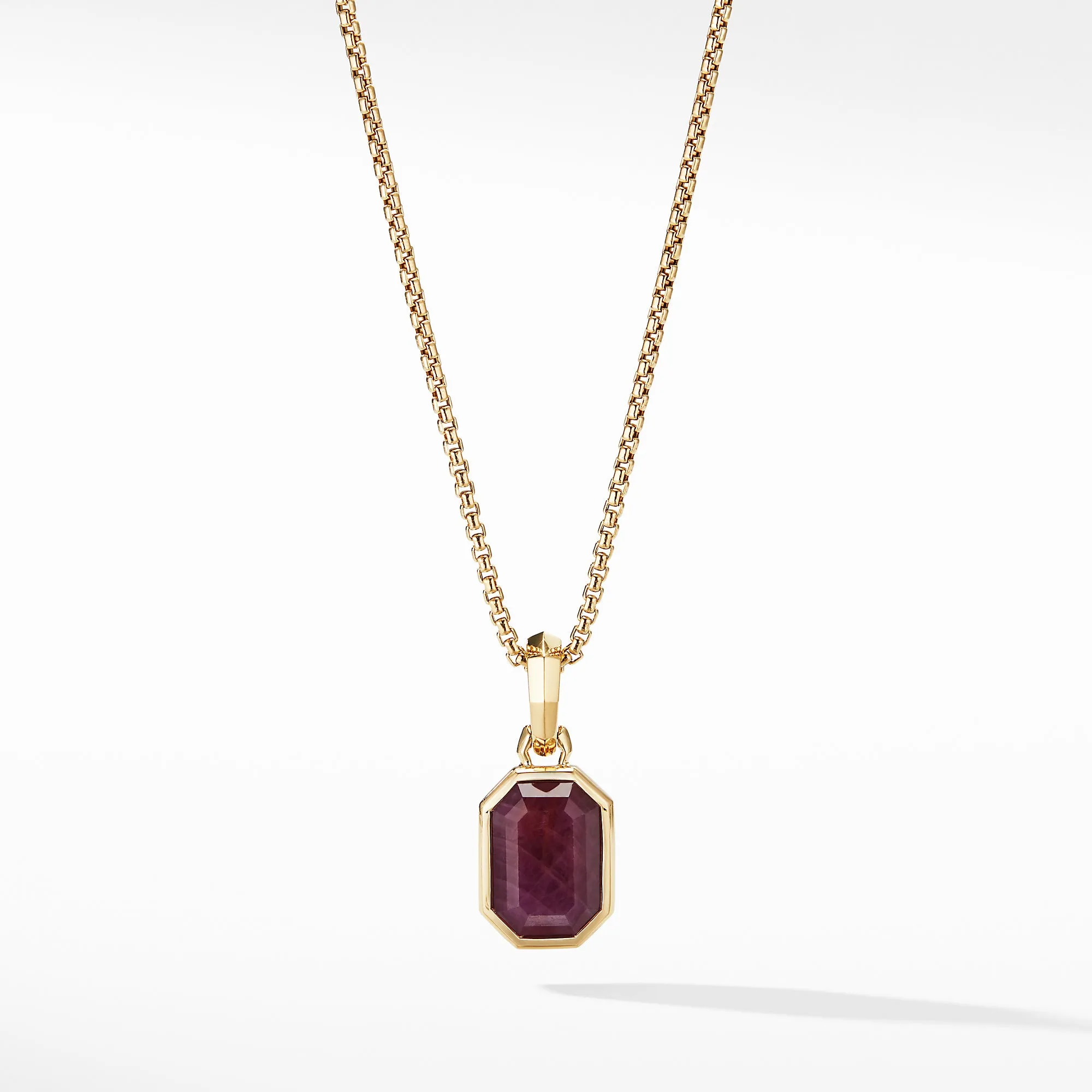 Emerald Cut Amulet with Indian Ruby in 18K Gold