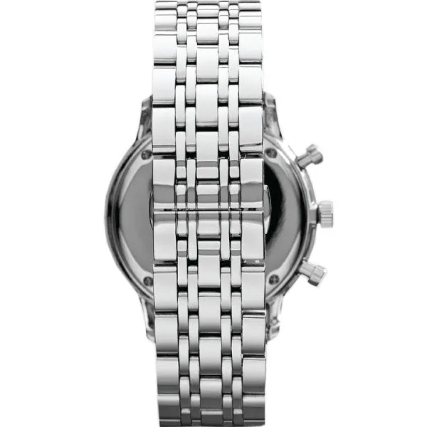 Emporio Armani Gianni T-Bar Silver Stainless Steel Dark Blue Dial Chronograph Quartz Watch for Gents - AR1648
