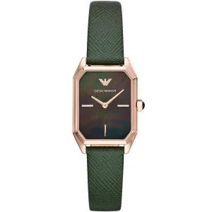Emporio Armani Gioia Green Leather Strap Mother Of Pearl Dial Quartz Watch for Ladies - AR11149