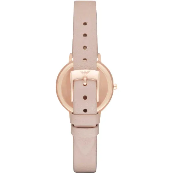 Emporio Armani Pink Leather Strap Mother Of Pearl Dial Quartz Watch for Ladies - AR2512