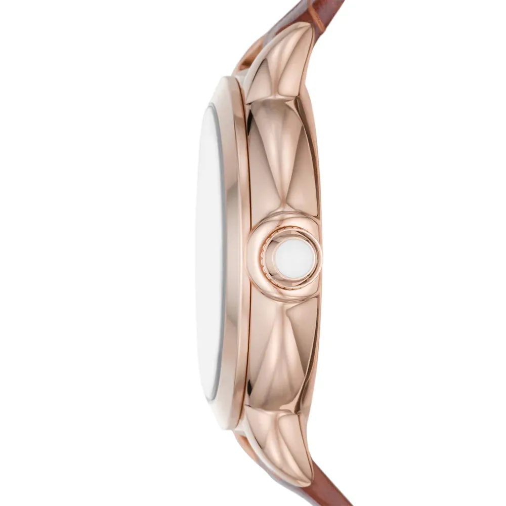 Emporio Armani Women's Three-Hand Brown Leather Starp Watch