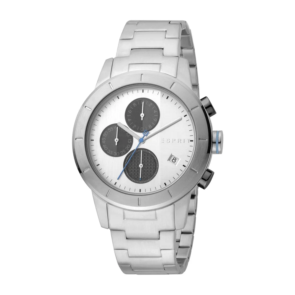 Esprit Men's Chronograph Stainless Steel Watch White Dial & Metal Bracelet