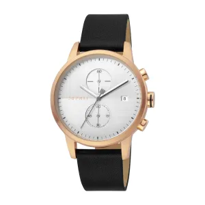 Esprit Men's Stainless Steel Chronograph Watch With Black Leather Strap