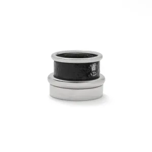 Essential Ring Set in Rhodium and Black Pebble
