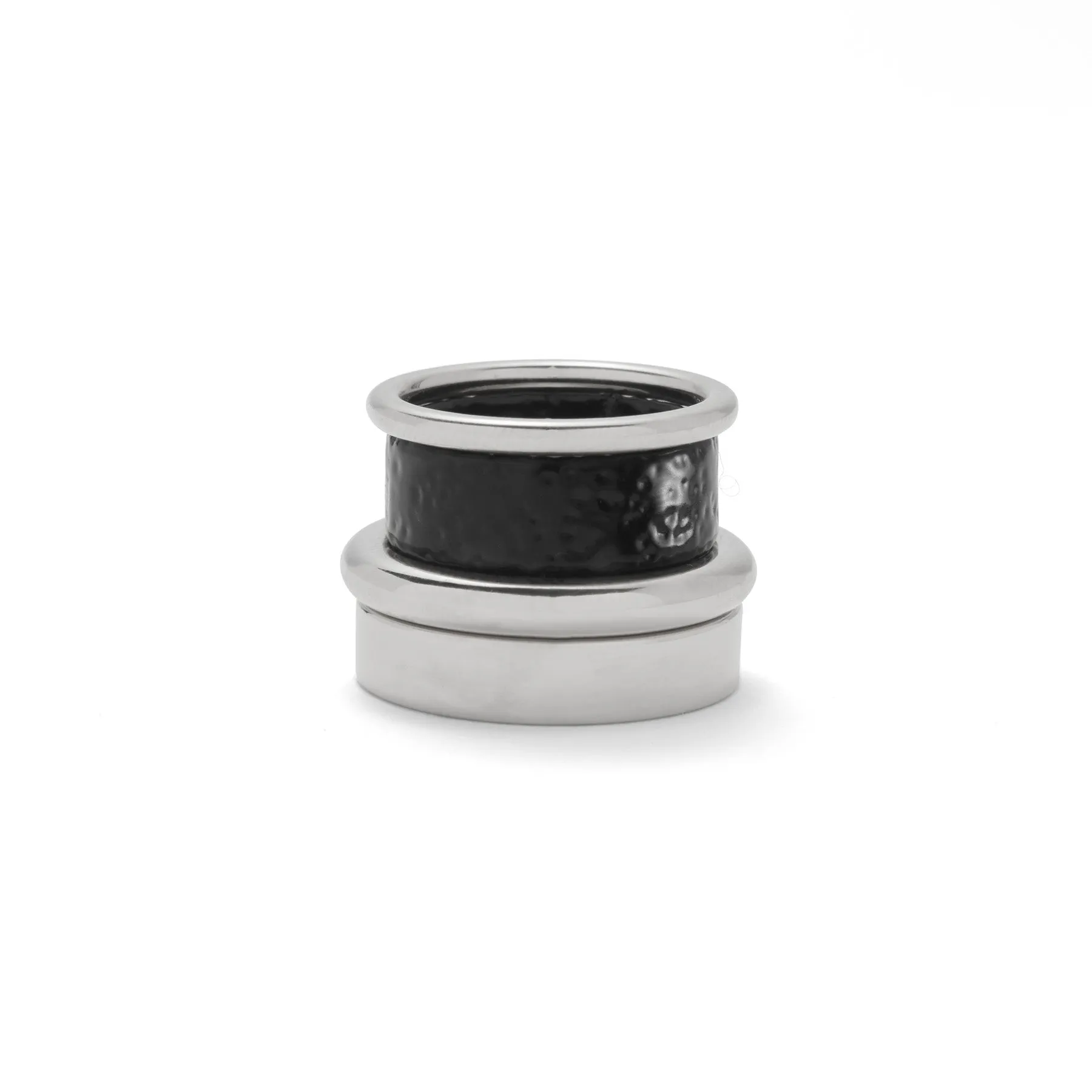 Essential Ring Set in Rhodium and Black Pebble