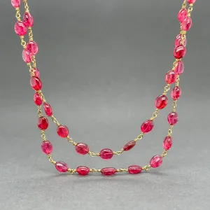Estate 18K Y Gold Double Strand Ruby Necklace