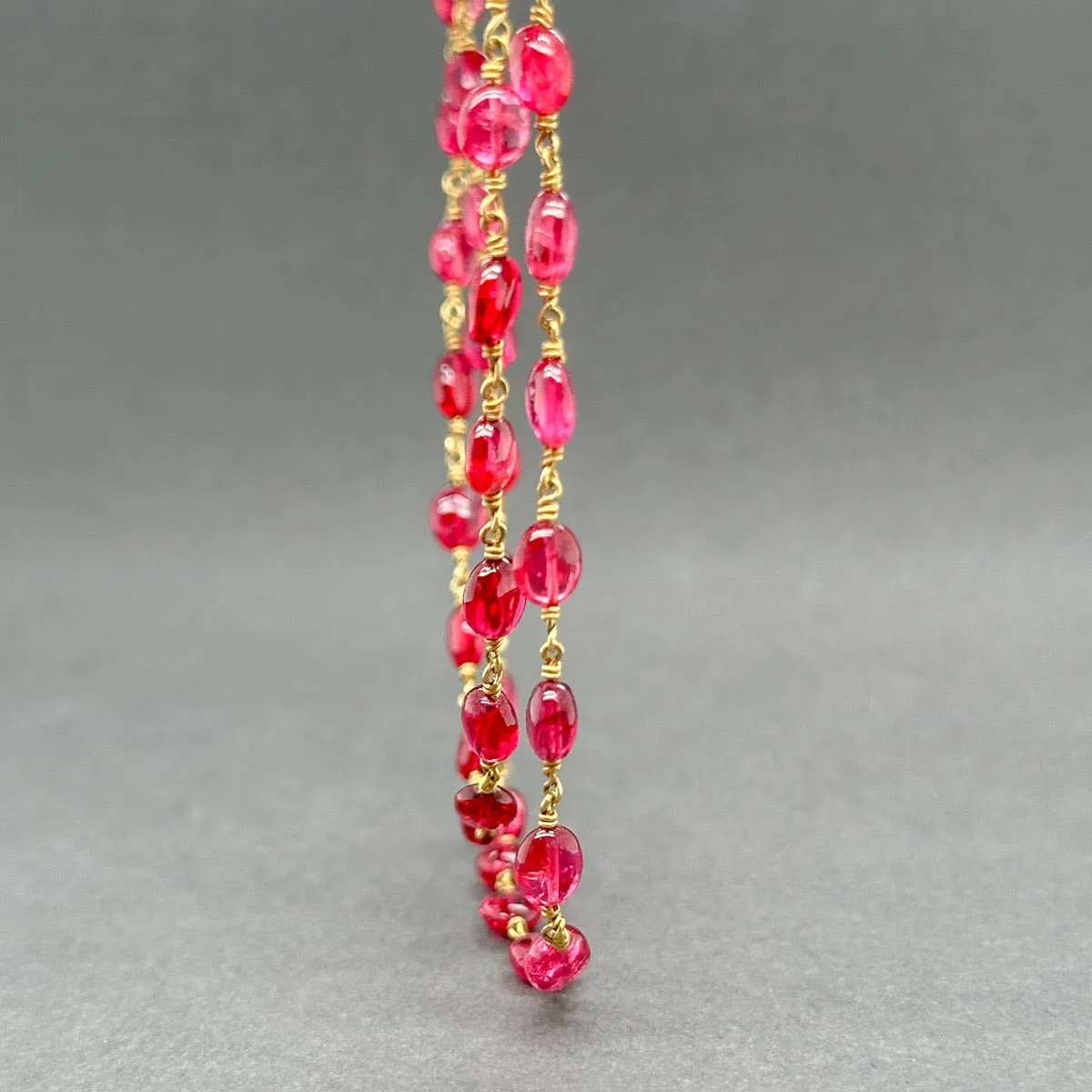 Estate 18K Y Gold Double Strand Ruby Necklace