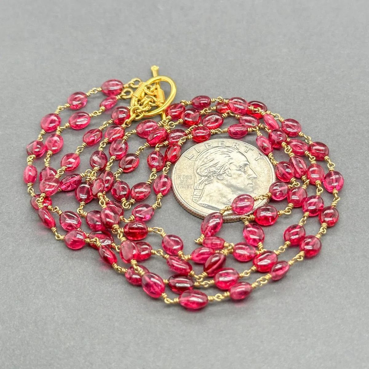 Estate 18K Y Gold Double Strand Ruby Necklace
