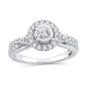 EternalDia 3/4 Ct.Wt. Round Diamond Halo Criss-Cross Engagement Ring