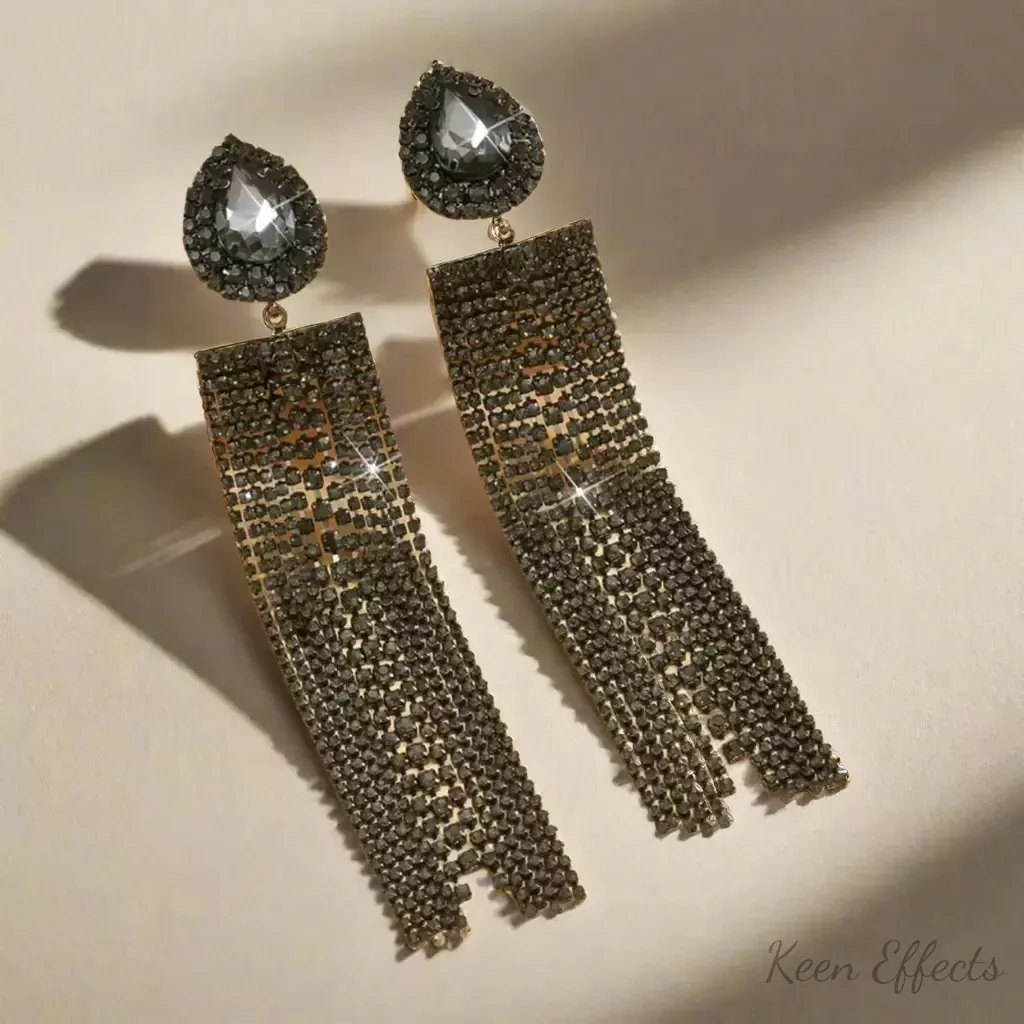 Exaggerated Black Tassel Earrings