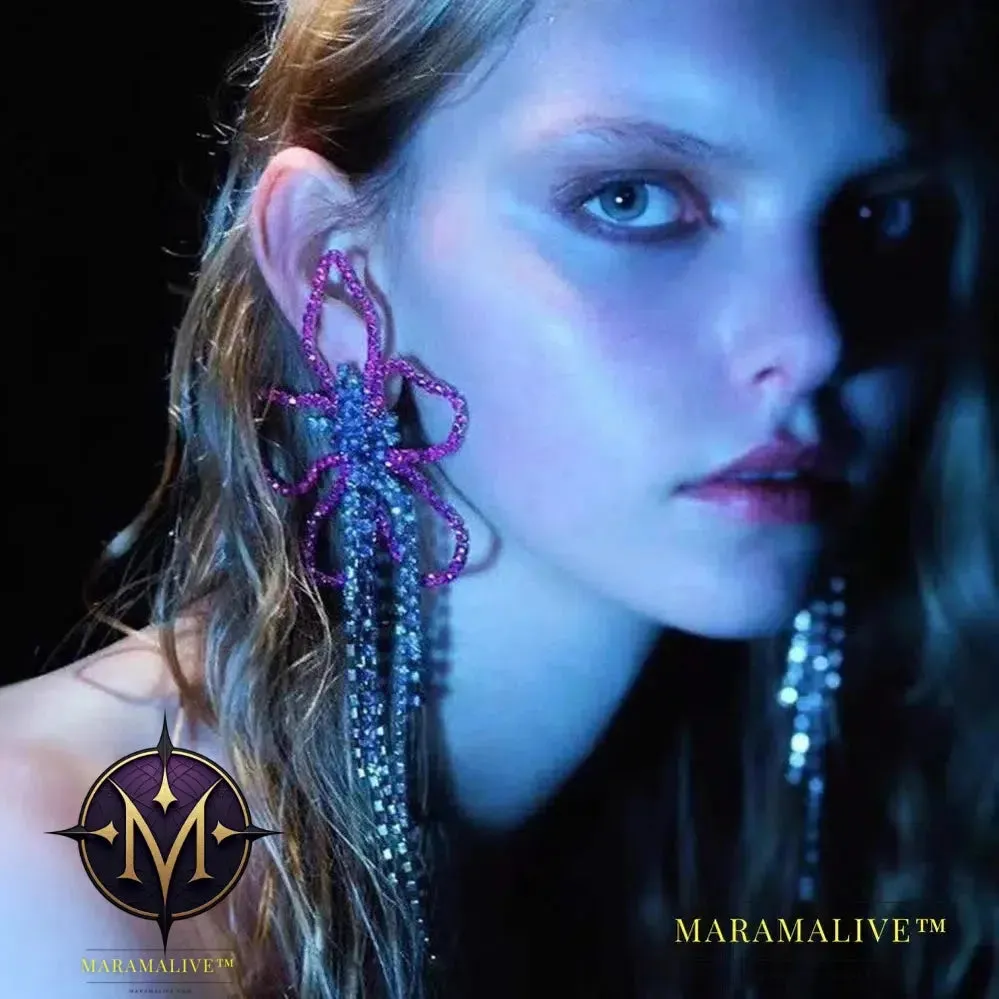 Exaggerated Colorful Flower Earrings Fashion Long Tassel Drop Earring for Festival Drag Queen Jewelry
