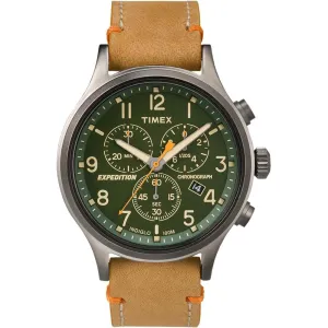 Expedition Scout Chronograph Leather Watch - Green Dial