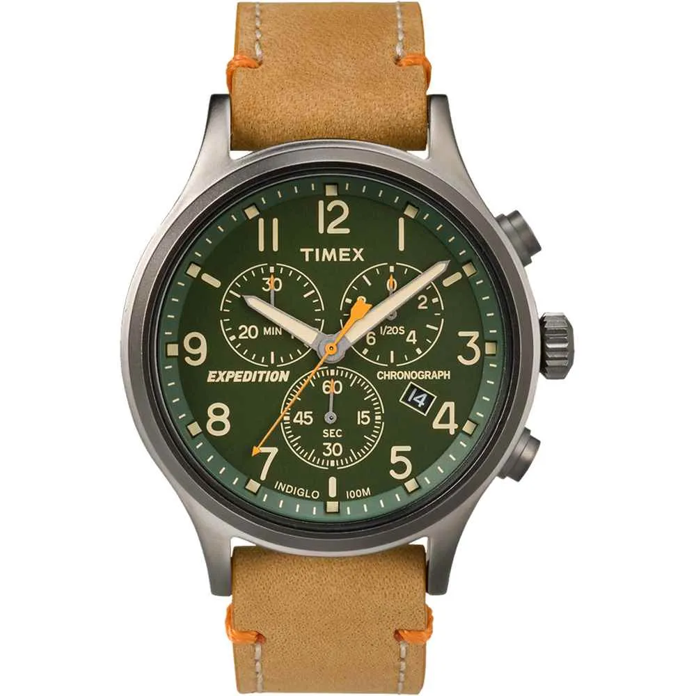 Expedition Scout Chronograph Leather Watch - Green Dial