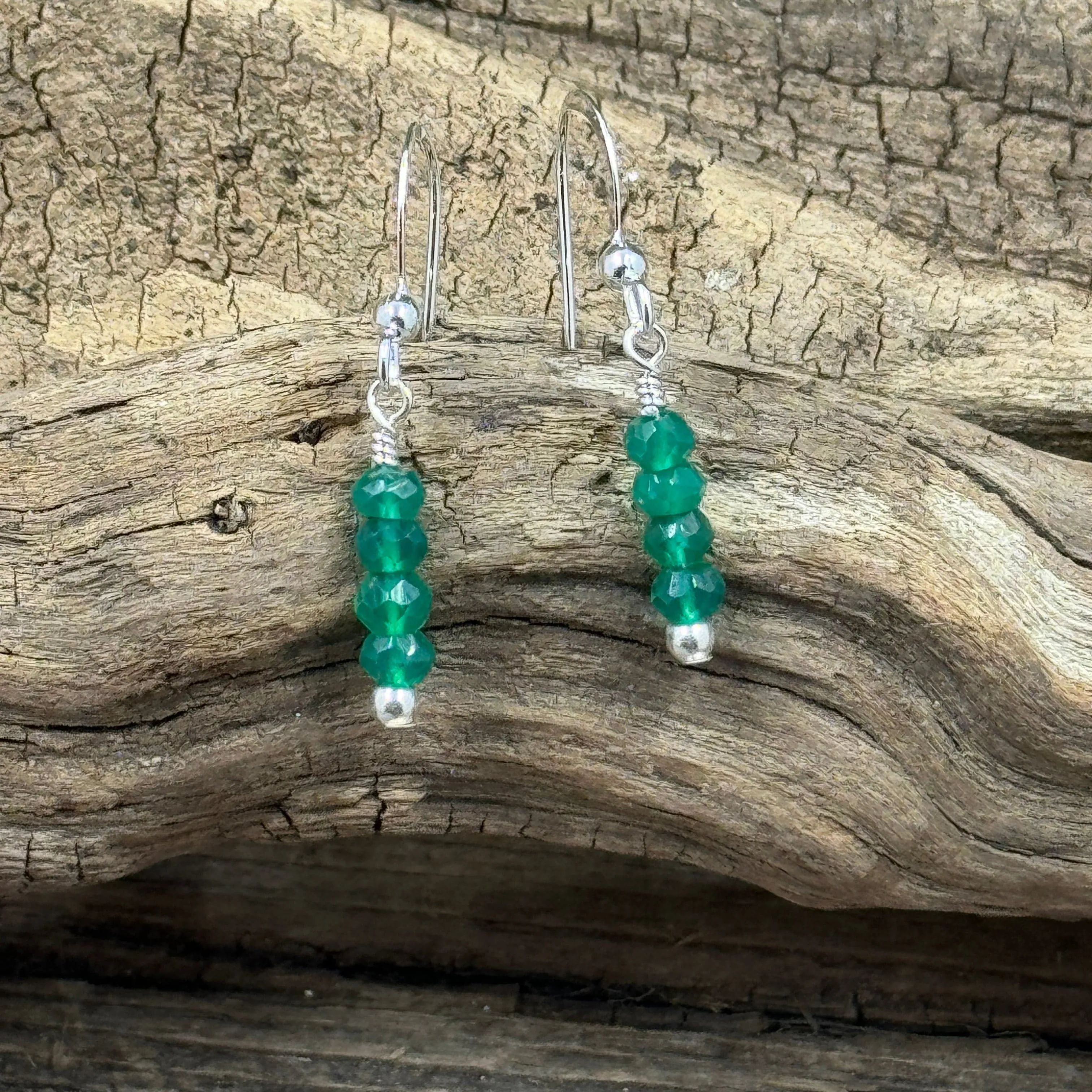 Faceted Green Onyx Drop Earrings