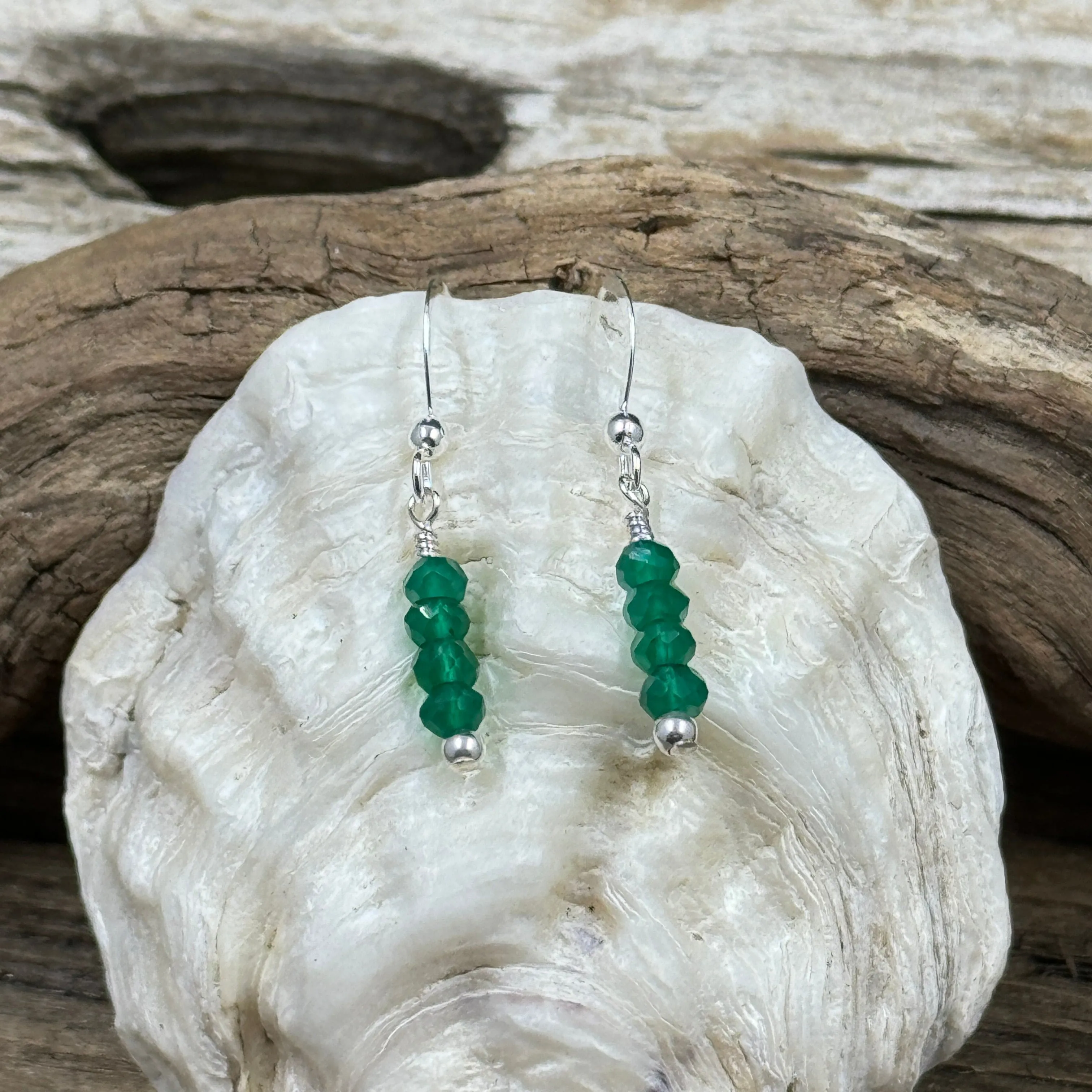 Faceted Green Onyx Drop Earrings
