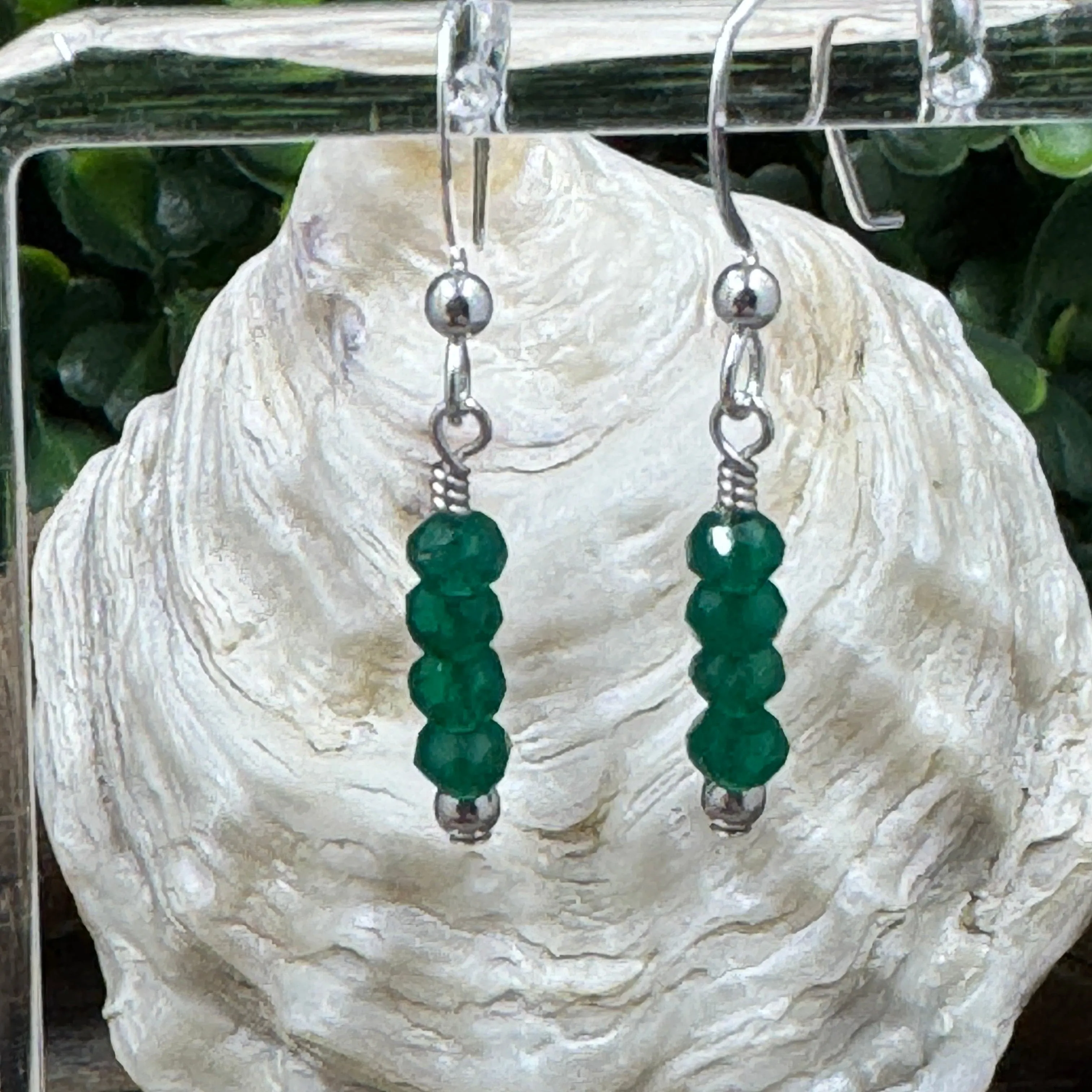 Faceted Green Onyx Drop Earrings