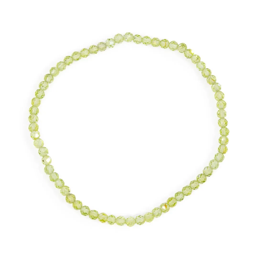 Faceted Peridot 3mm Beaded Bracelet