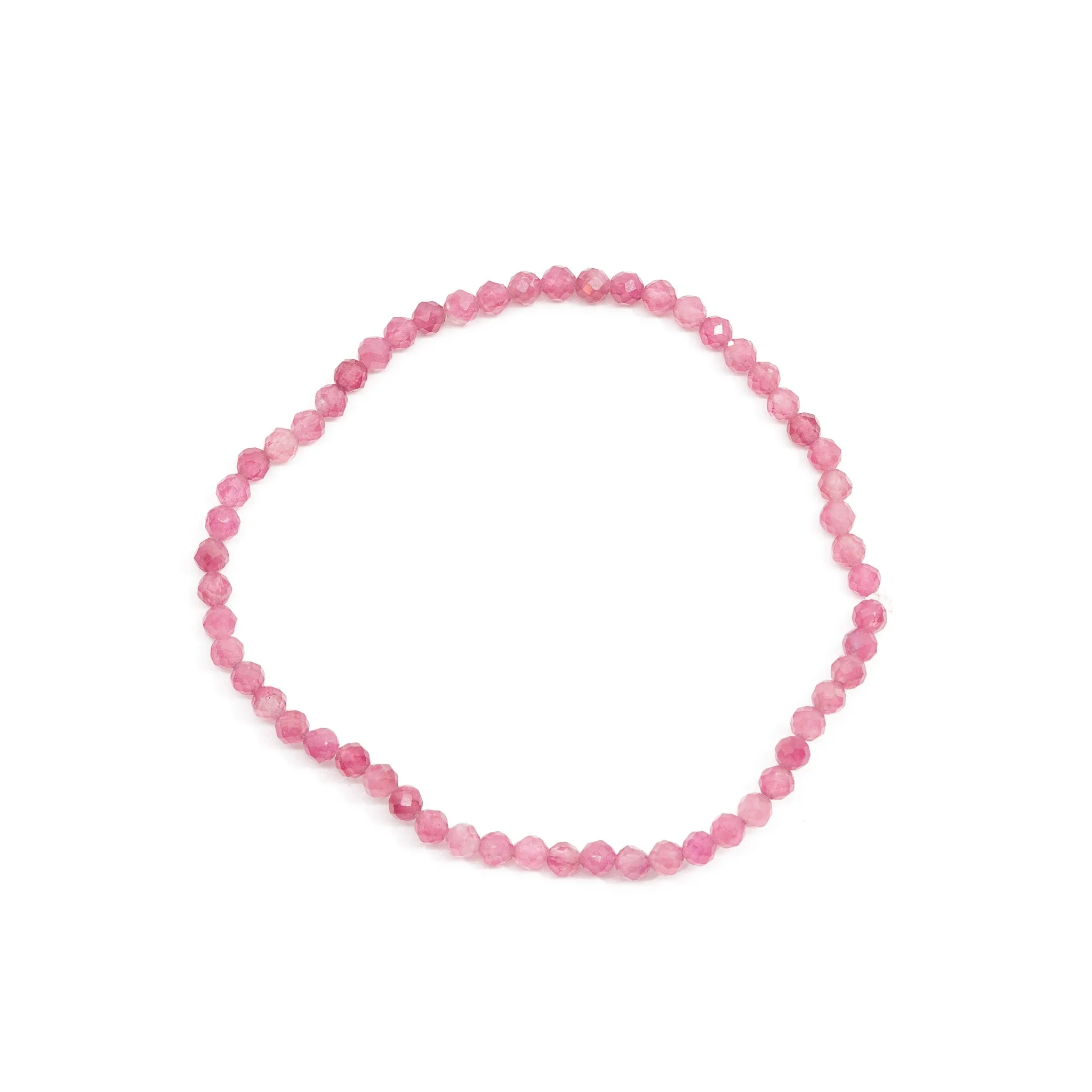 Faceted Pink Tourmaline 3mm Beaded Bracelet