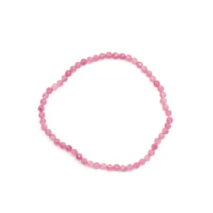 Faceted Pink Tourmaline 3mm Beaded Bracelet