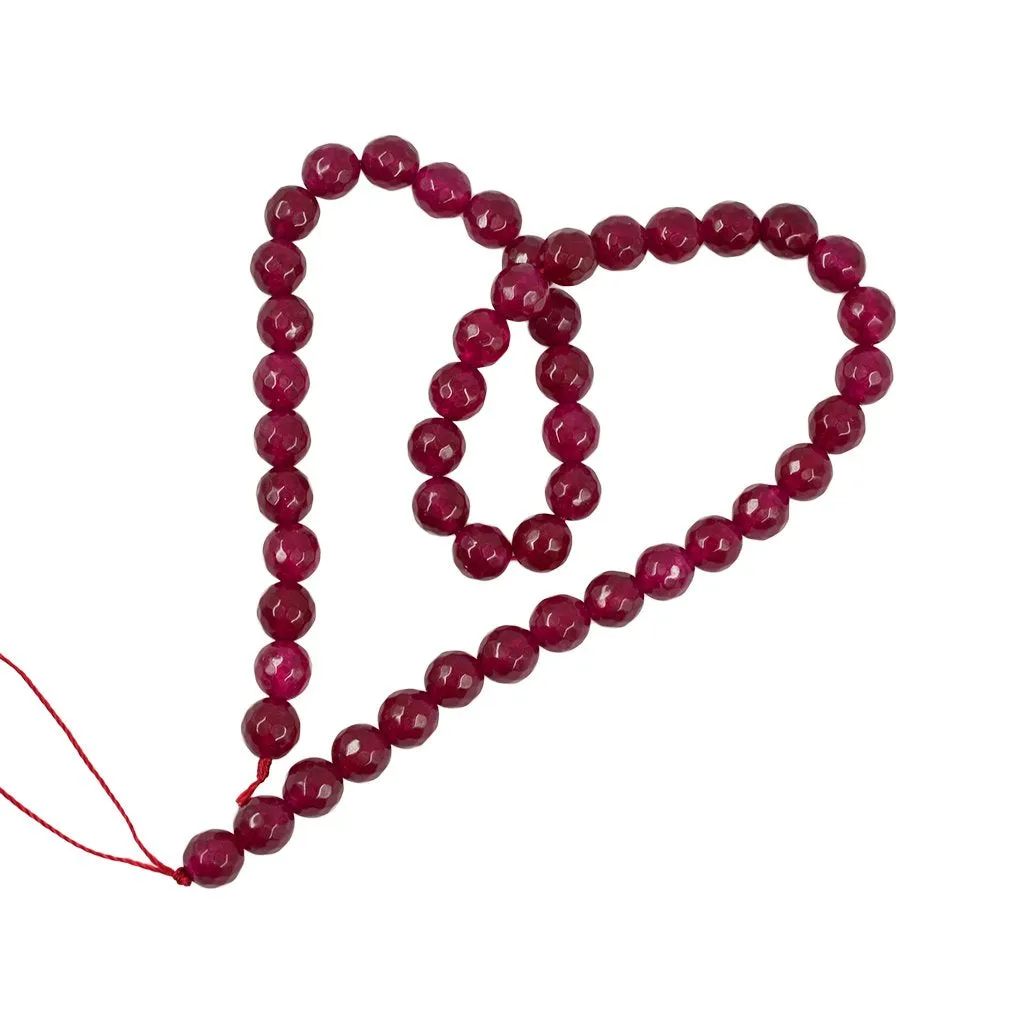 Faceted Ruby Jade Round Gemstone Loose Beads Strand for Jewelry Bangle Bracelet Making 15 Inch/Strand 8mm