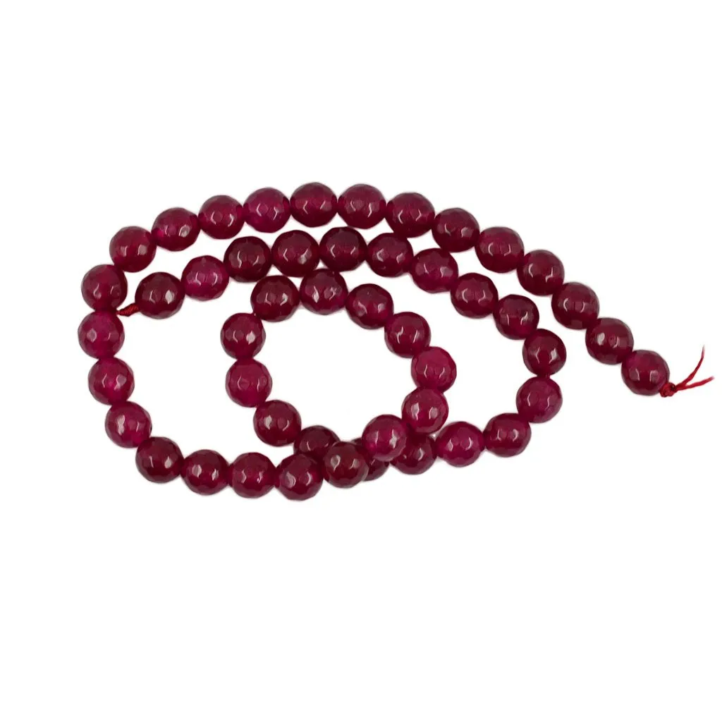 Faceted Ruby Jade Round Gemstone Loose Beads Strand for Jewelry Bangle Bracelet Making 15 Inch/Strand 8mm