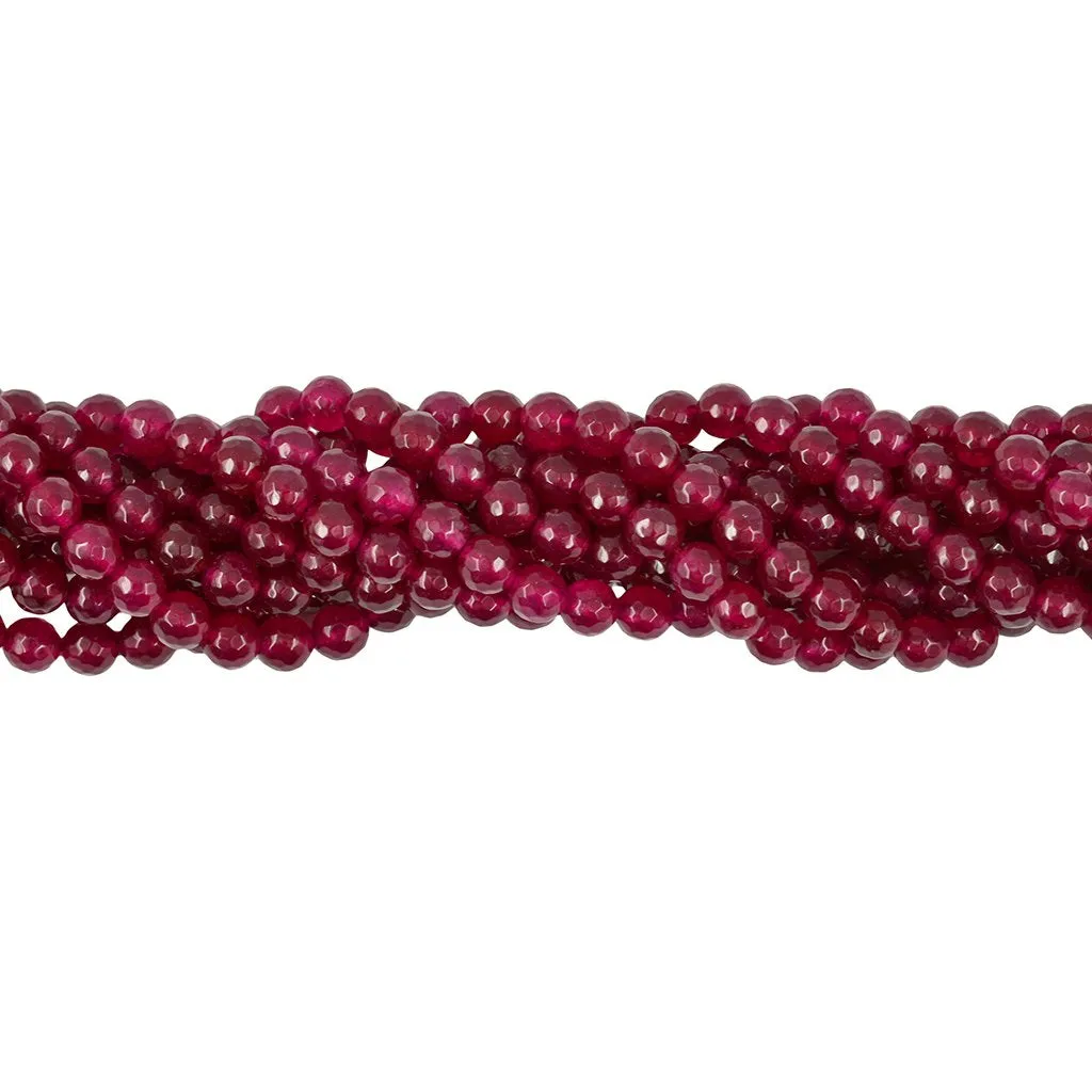 Faceted Ruby Jade Round Gemstone Loose Beads Strand for Jewelry Bangle Bracelet Making 15 Inch/Strand 8mm