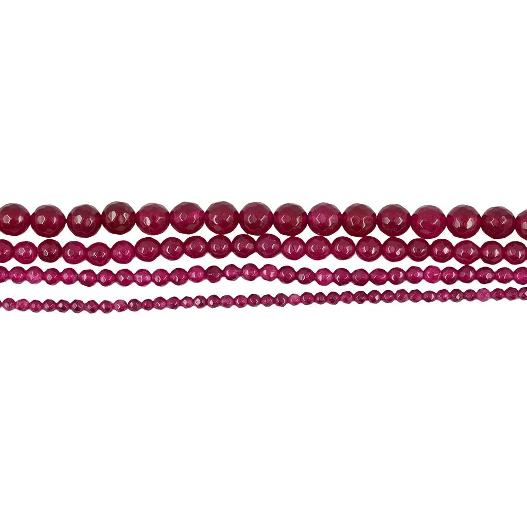 Faceted Ruby Jade Round Gemstone Loose Beads Strand for Jewelry Bangle Bracelet Making 15 Inch/Strand 8mm