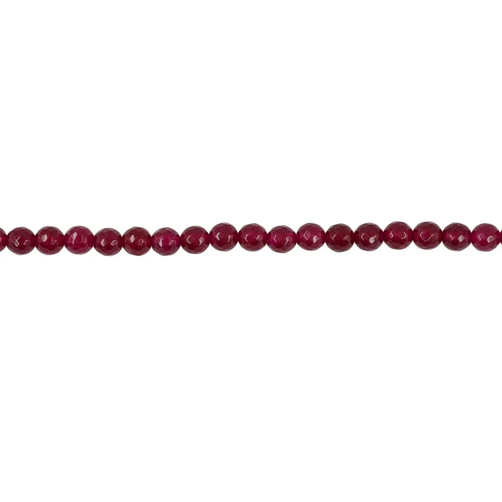 Faceted Ruby Jade Round Gemstone Loose Beads Strand for Jewelry Bangle Bracelet Making 15 Inch/Strand 8mm