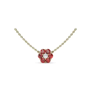 Fana 14k Yellow Gold Magnolia Ruby and Diamond Necklace