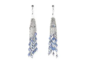Fascinating sapphire silver tassel drops