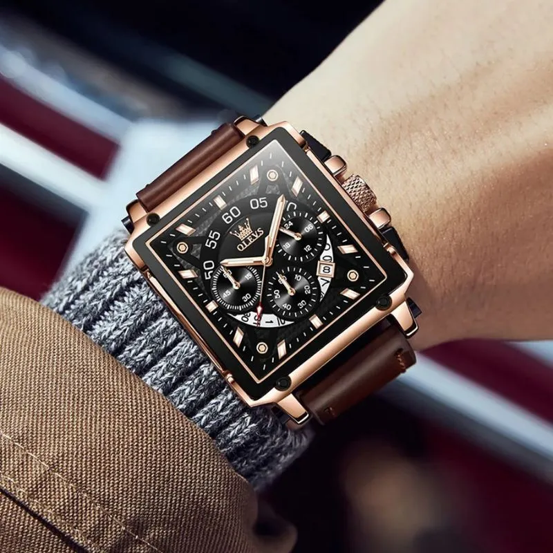 FASHIONABLE SQUARE DIAL CHRONOGRAPH WATCH | Stylish and precise