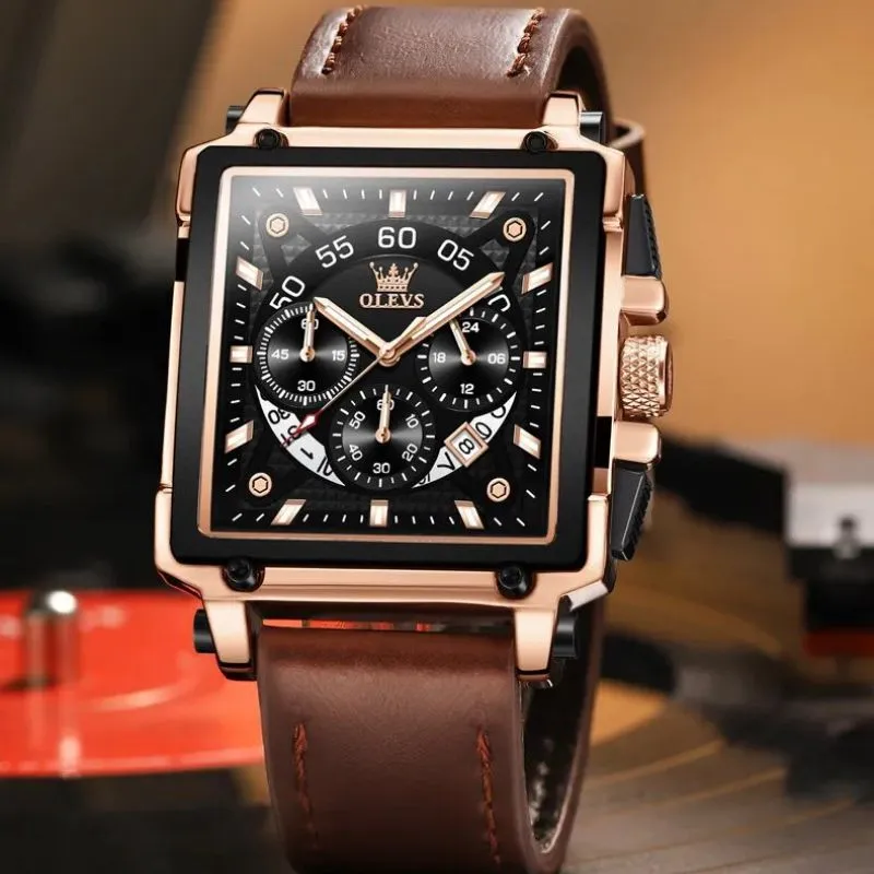 FASHIONABLE SQUARE DIAL CHRONOGRAPH WATCH | Stylish and precise
