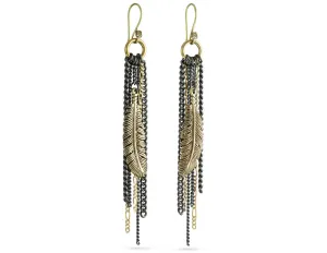 Feather Tassel Earrings - Bronze
