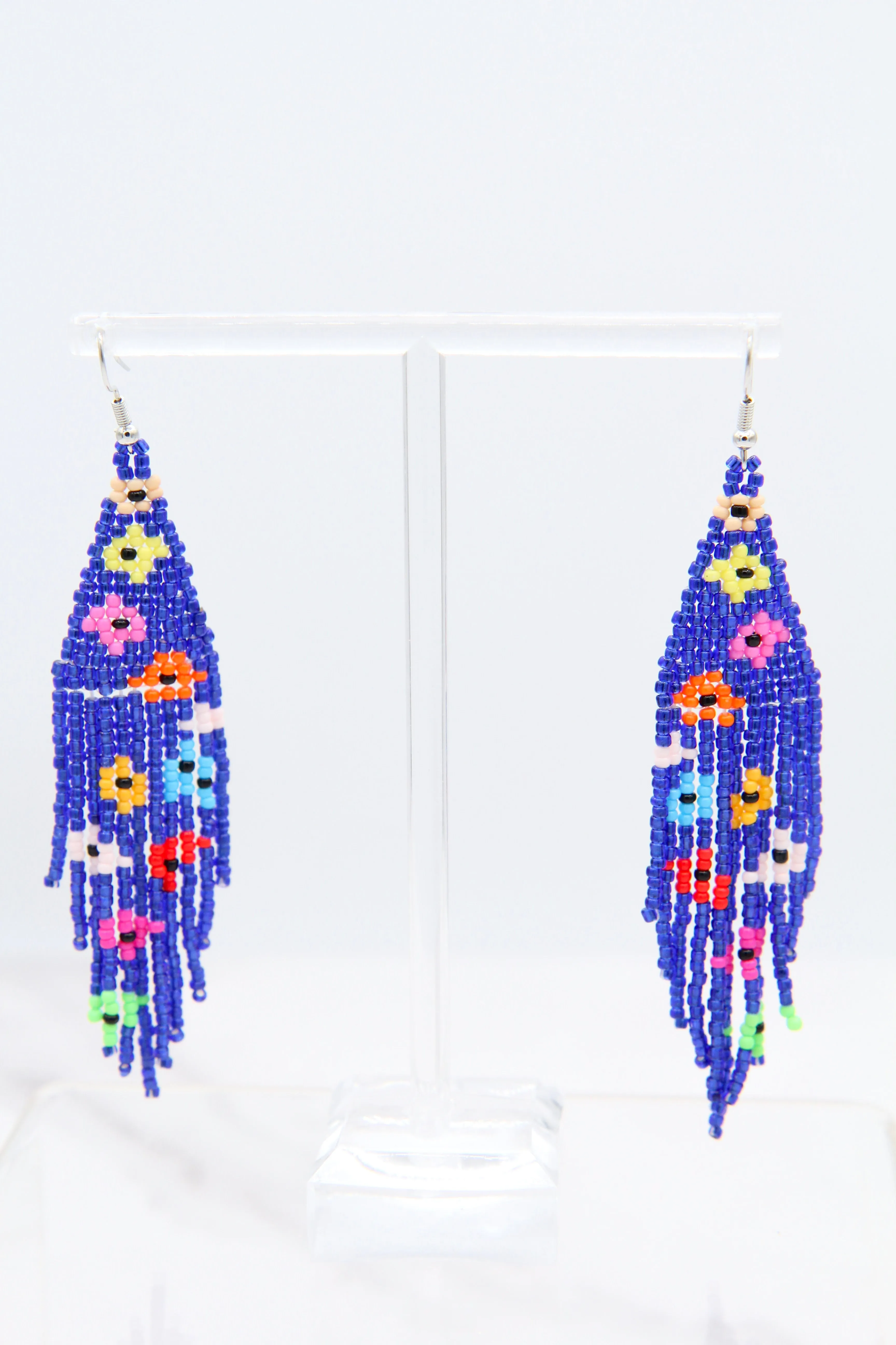 Fiesta Flowers Beaded Tassel Earrings