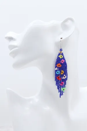 Fiesta Flowers Beaded Tassel Earrings