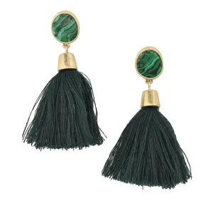 Firefly Imports Hanging Tassel with Stone Post Earrings